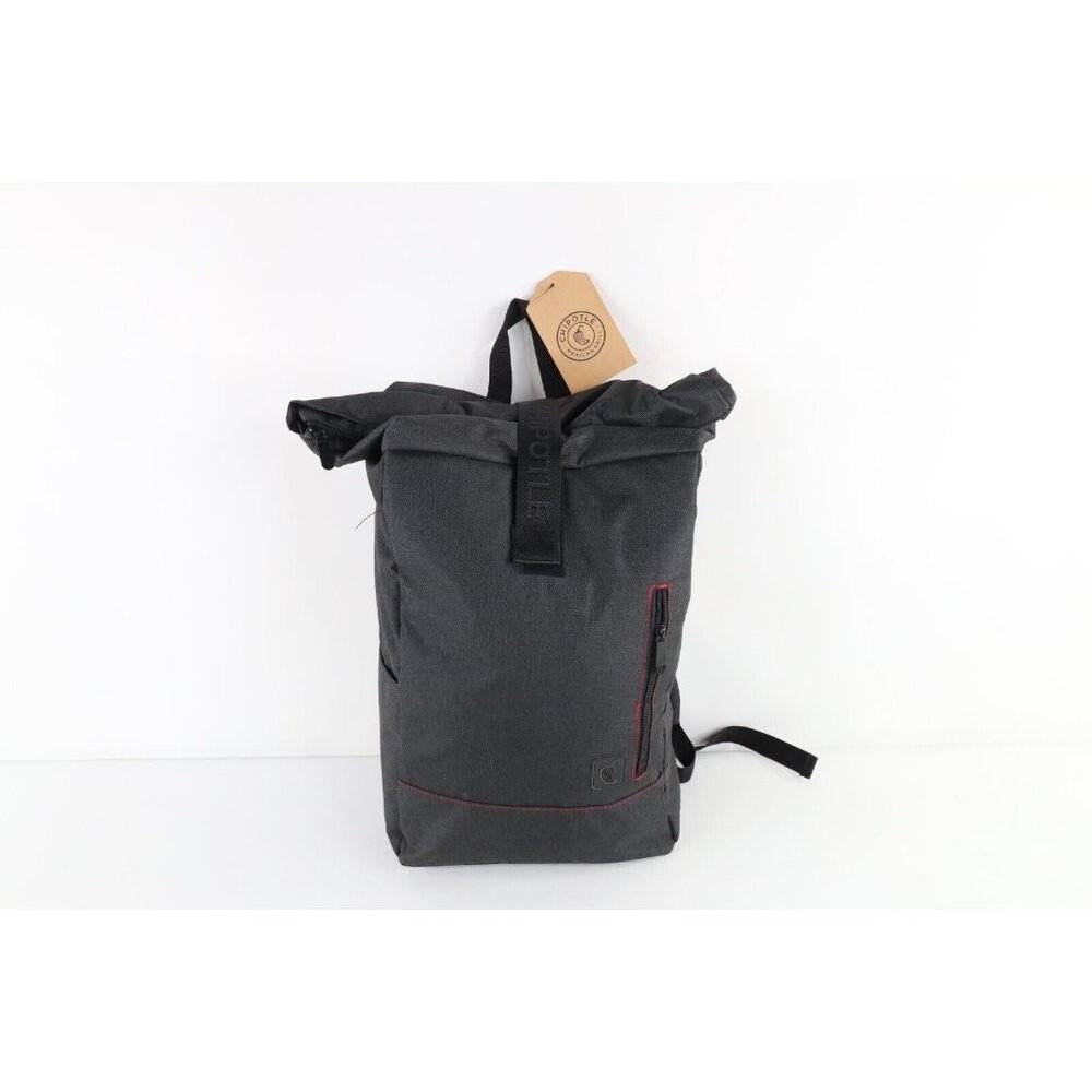 Deadstock Vintage Y2K Chipotle Grill Spell Out Roll Top Backpack Book Bag Gray